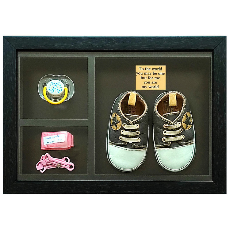 قاب پاپوش نوزادی پستانک و بندناف کودک با متن یادگاری