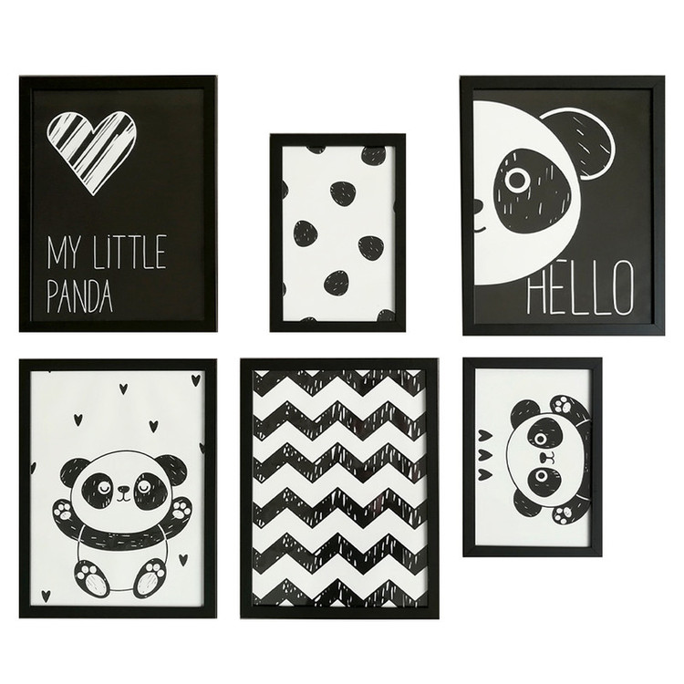 تابلو کودک مدل پاندای بامزه Hello My Little Panda مجموعه 6 عددی برند نی نی تندیس